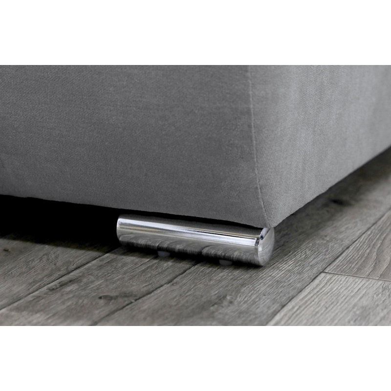 6 Seater Reclining Corner Sofa, Grey Polyester Blend