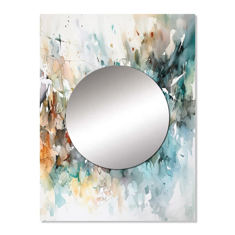 Burna Vibrant Paint Eruption V - Geometric Decorative Mirror, Modern Large Wall Mirror, Printed Metal Art, 32" x 24"