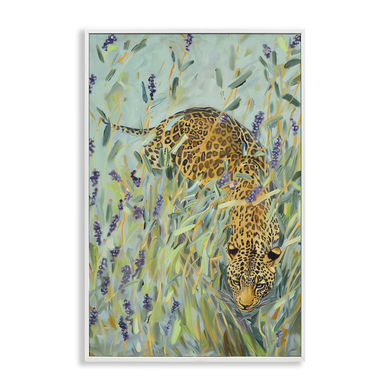 Léopard en liriope, estampe numérique, design par Amanda Tsoukanelis, H 18 po x l 12 po