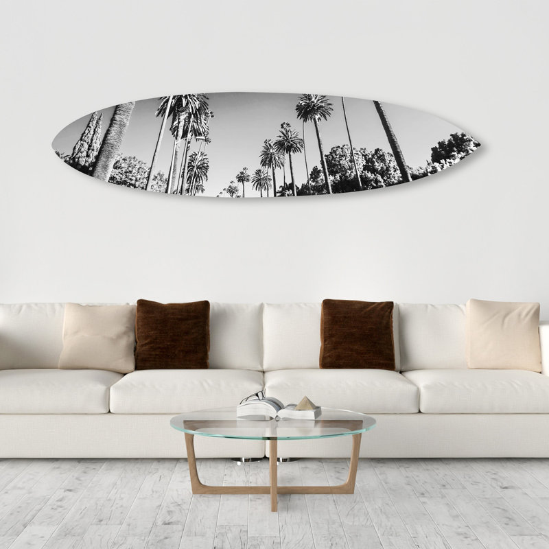 Oliver Gal Beverly Drive Surfboard Coastal - Die-Cut Acrylic Glass Wall Art Sculpture