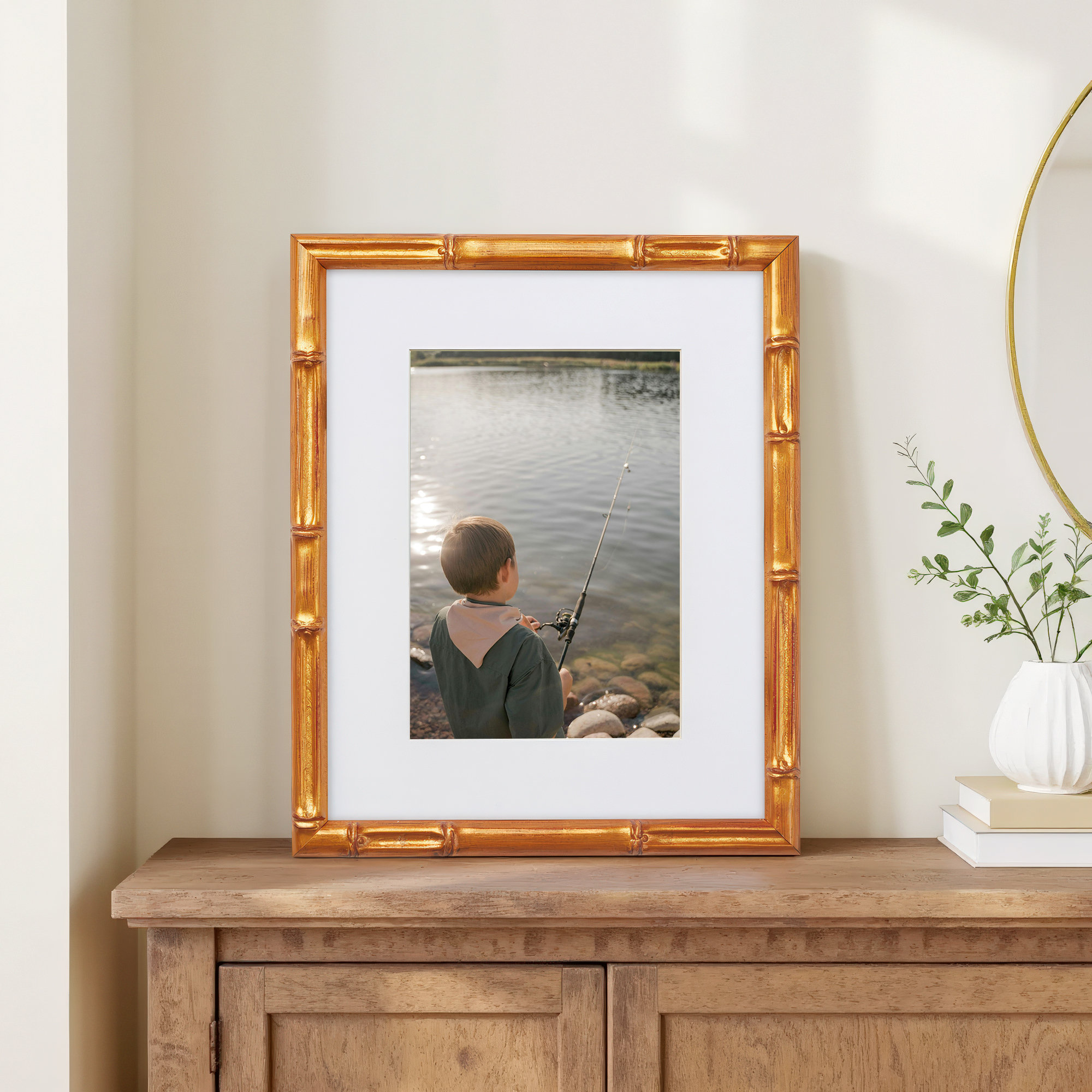Gold Solid Wood Gilded Picture Frame - Set of 4 with Mat, 12" x 18" Matted to 10" x 13"