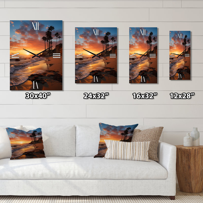 California California - Horloge murale nautique et plage, H 32 po x l 16 po x P 1 po