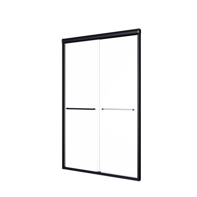 44"-48"W72" H Semi-Frameless Double Sliding Shower Door, Bypass Shower Door, 1/4" (6mm) Thick SGCC Tempered Glass Door