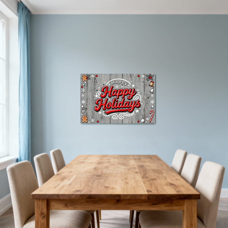 Christmas Happy Holidays Christmas Decor Pattern, 28" H x 40" W