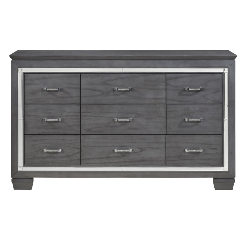 Eudora 64'' W 9-Drawer Dresser, Gray