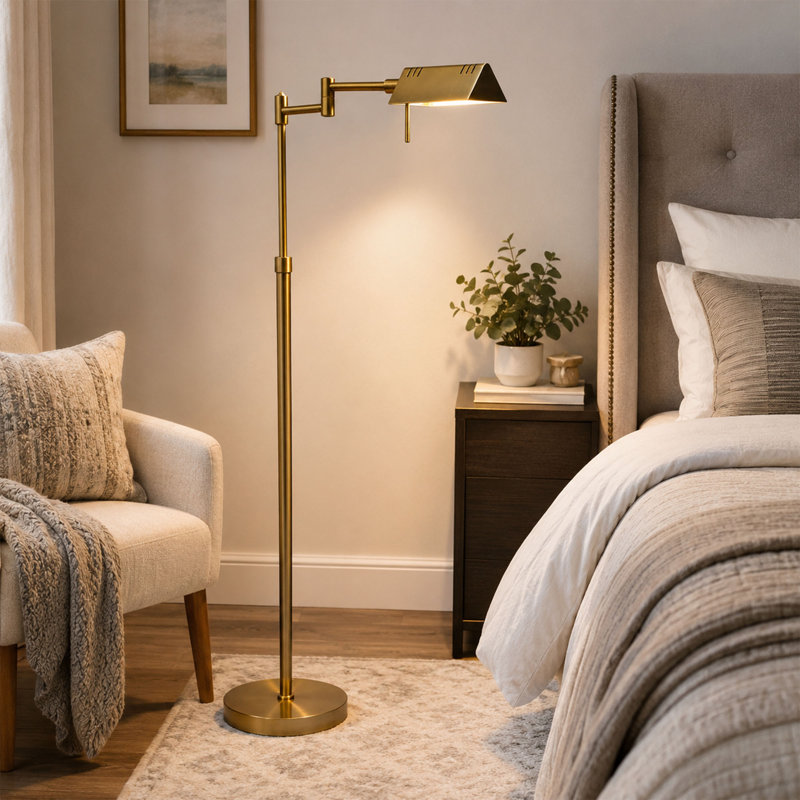 Dimmable LED Floor Lamp with Adjustable Swing Arms