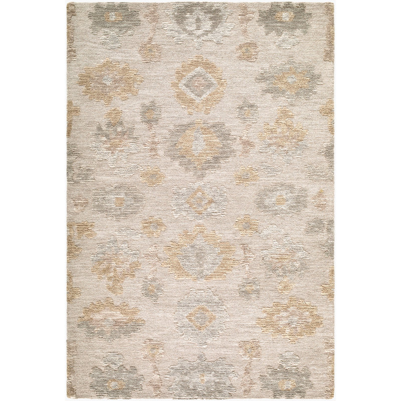 Baku Handmade Area Rug, Beige/Taupe/Mustard, Rectangle 2' x 3'