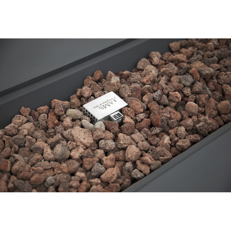 Savanah 72" Rectangular Concrete Outdoor Fire Pit Table with Lava Rocks & Protective Cover, Dark Gray, Natural Gas