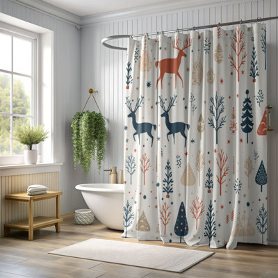 Nordic Snow Patterns - 1 Piece Standard Shower Curtain