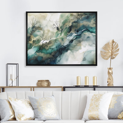 Green Blue Marbled Dreamscape I - Abstract Geometric Canvas Print Wall Art