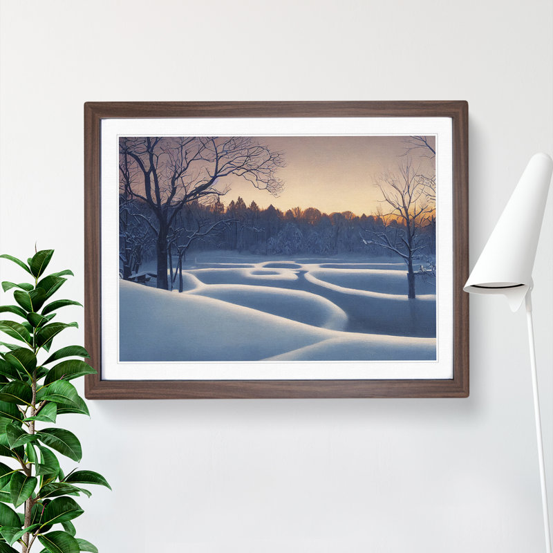 XH1022-10188X Winter Forest Landscape Vol.4 - Single Picture Frame Print, 46cm H x 64cm W x 2cm D, Walnut