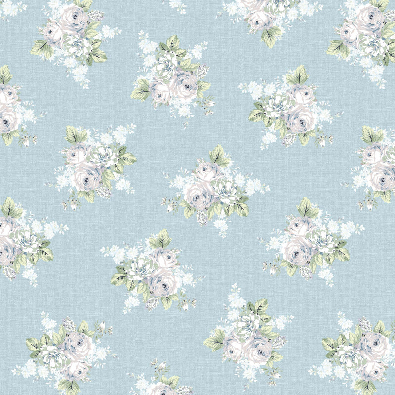 Lit plateforme Sawyer, Double, Petit bouquet bleu