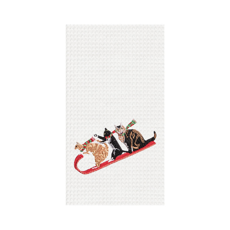 Torchon Toboggan 100% coton tissé gaufré