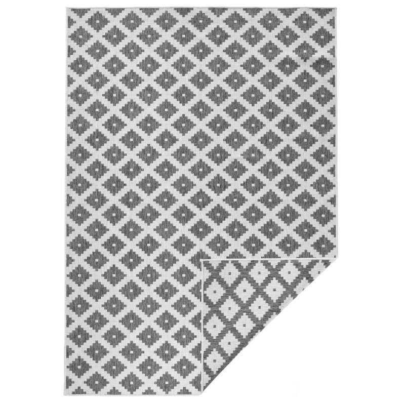 Nizza Flatweave Grey Rug, Rectangle 80 x 150cm