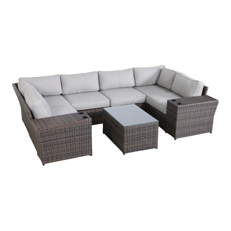 Khaleeqa Wicker Fully Assembled 4 - Person Seating Group with Cushions