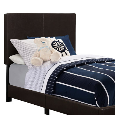 Brown Twin Panel Bed With Faux Leather Trimmed Headboard - Bedroom Classy Size In Stylish Option