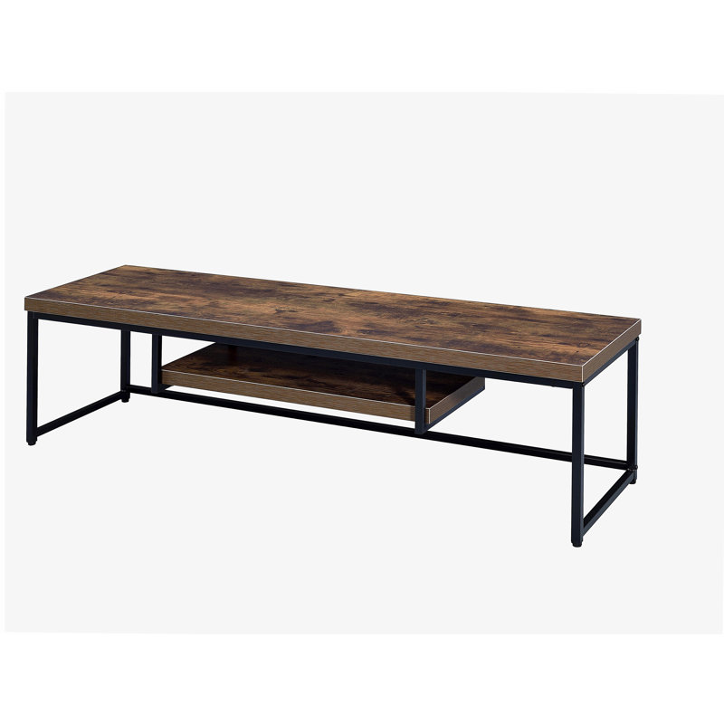 Bob weathered oak and black metal texture TV stand