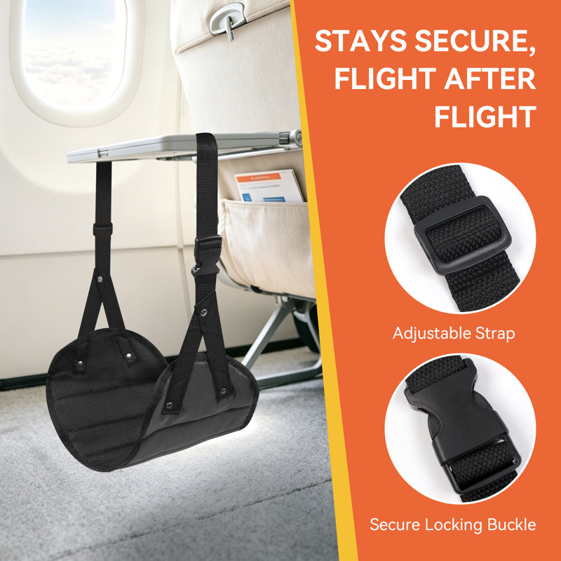 Lot de 2 repose-pieds de voyage en mousse à mémoire de forme réglable, avec 2 sacs de transport, support portable pour les pieds en avion, en train et sous un bureau, noir