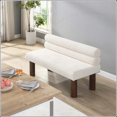 Élégant banc de salle à manger rembourré avec pieds en bois d'hévéa, idéal pour la salle à manger, la chambre à coucher et le vestibule.