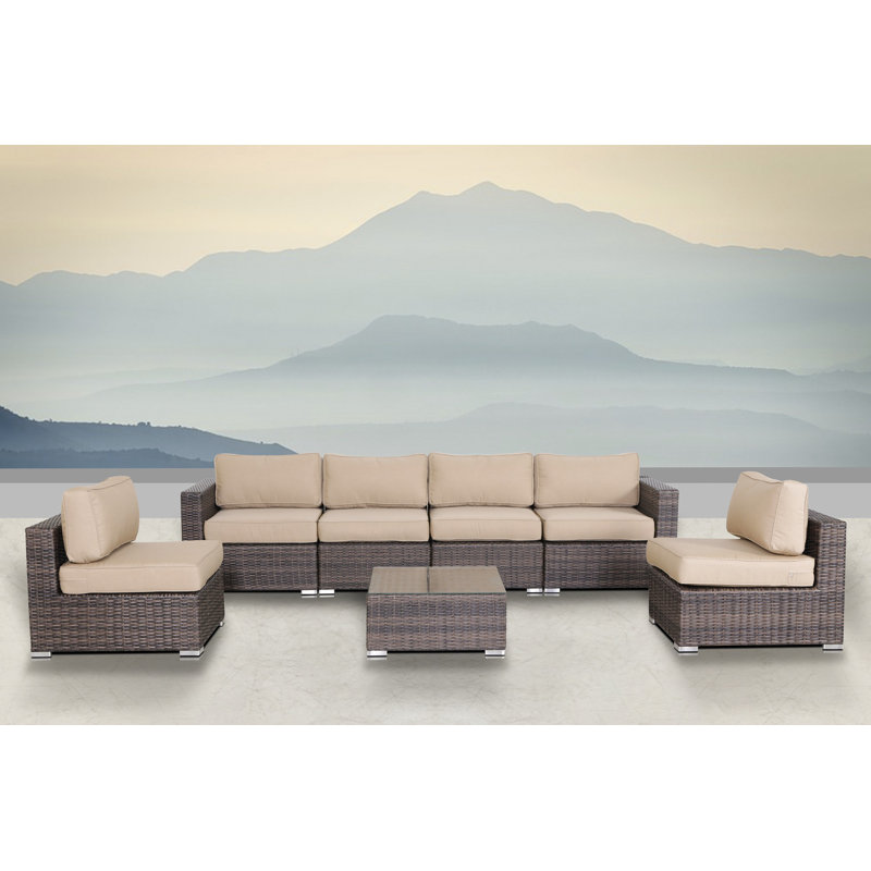 Ensemble de conversation pour 6 personnes avec coussins Alieyah, Beige Sunbrella