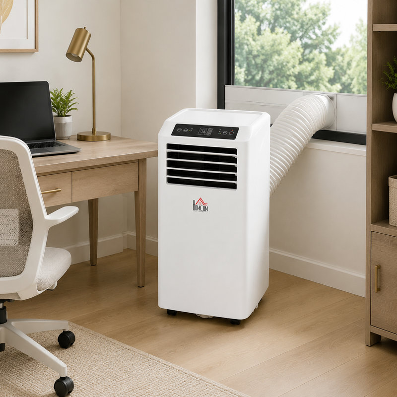 Climatiseur portable 27,5 "en plastique blanc 4-en-1 avec ensemble de fenêtre et télécommande pour chambre à coucher, appartement