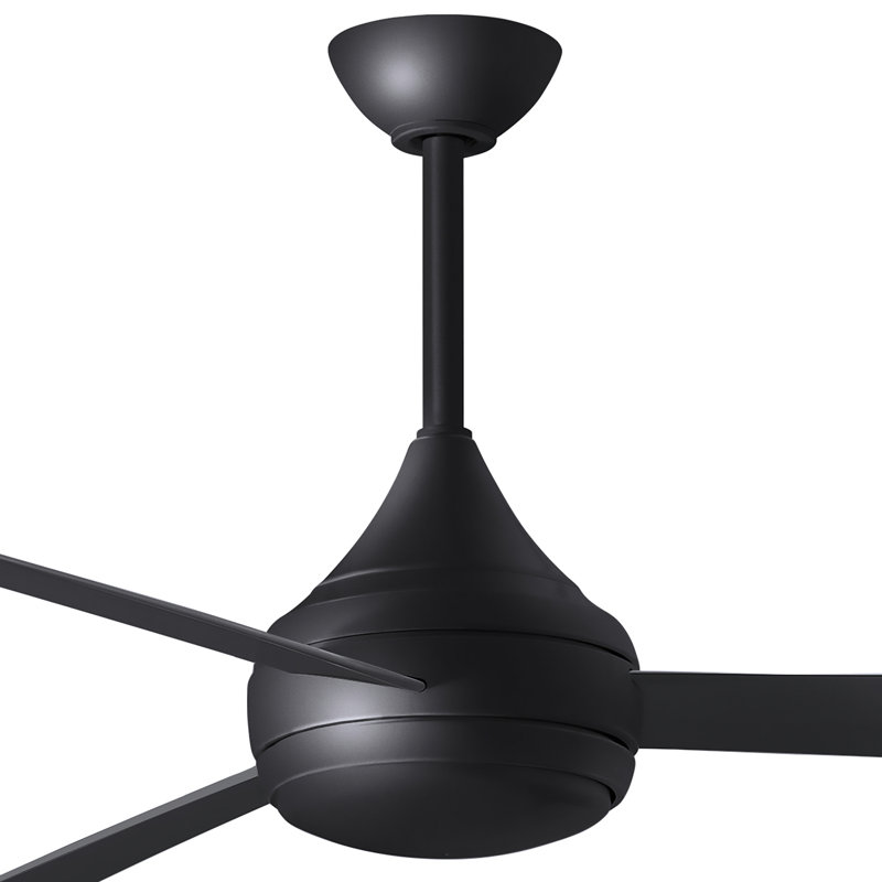 Donaire LED Outdoor Downrod Ceiling Fan, Matte Black, Matte Black