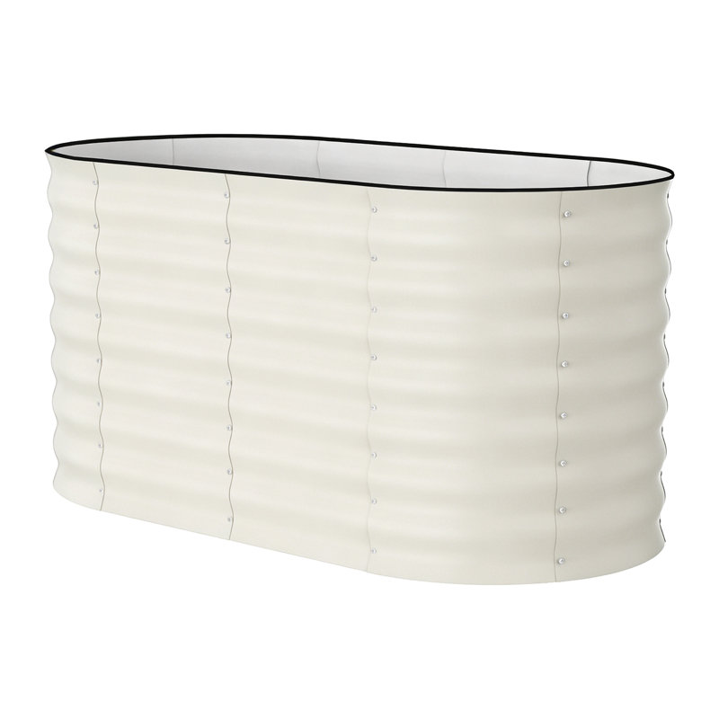 Metal Raised Garden Bed, 60cm H x 120cm W x 60cm D, Beige