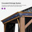 PURPLE LEAF Hardtop Gazebo for Patio Wood Grain Galvanized Steel with Netting-82512208