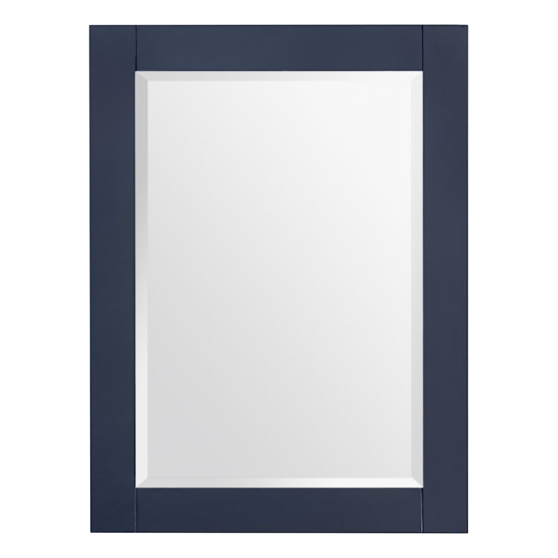 Miroir de salle de bain moderne et contemporain à cadre rectangulaire bleu marine l 28 po x H 32 po Bernharda, Bleu marine