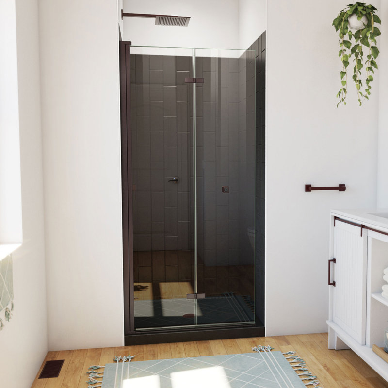 Aqua-Q Fold 36 W X 36 D X 76.75 H Frameless Square Shower Kit, Oil Rubbed Bronze