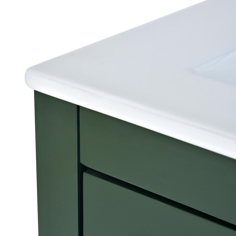 Meuble-lavabo de 24 po avec lavabo en céramique, Vert