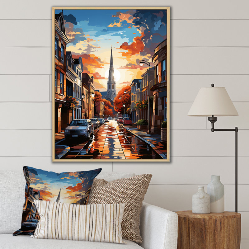 Latoyla City Charleston Popart IV sur toile, H 20 po x l 12 po x P 1 po, Cadre naturel flottant
