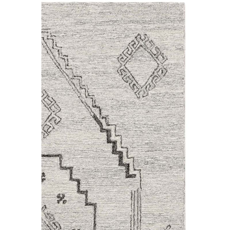 Metro 385 Hand Tufted Wool/Cotton Moroccan Rug in Gray/Black, Rectangle 5' x 8'