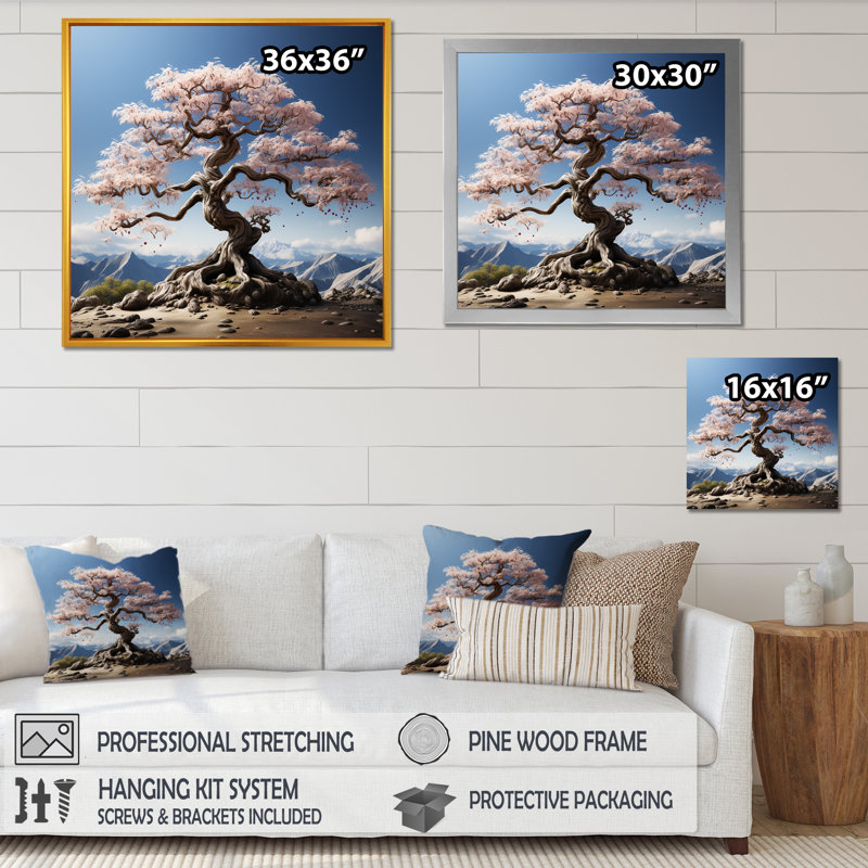 Bonsai, impression sur toile, érable japonais, H 16 po x l 16 po x P 1 po, Cadre simple blanc