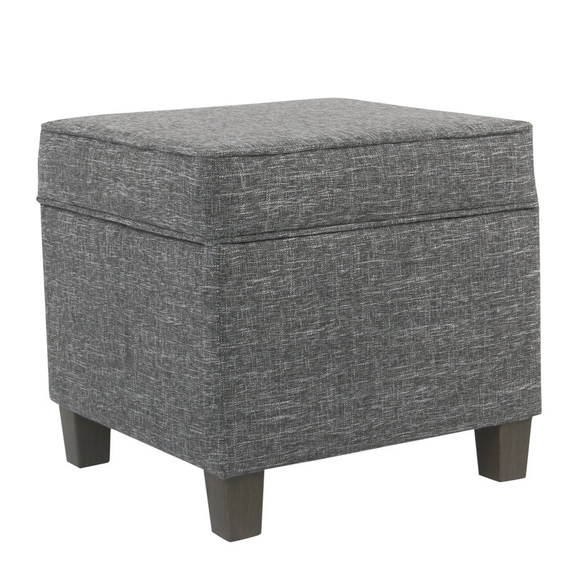 Repose-pieds carré avec rangement 17,5 "Asha, Gris chiné