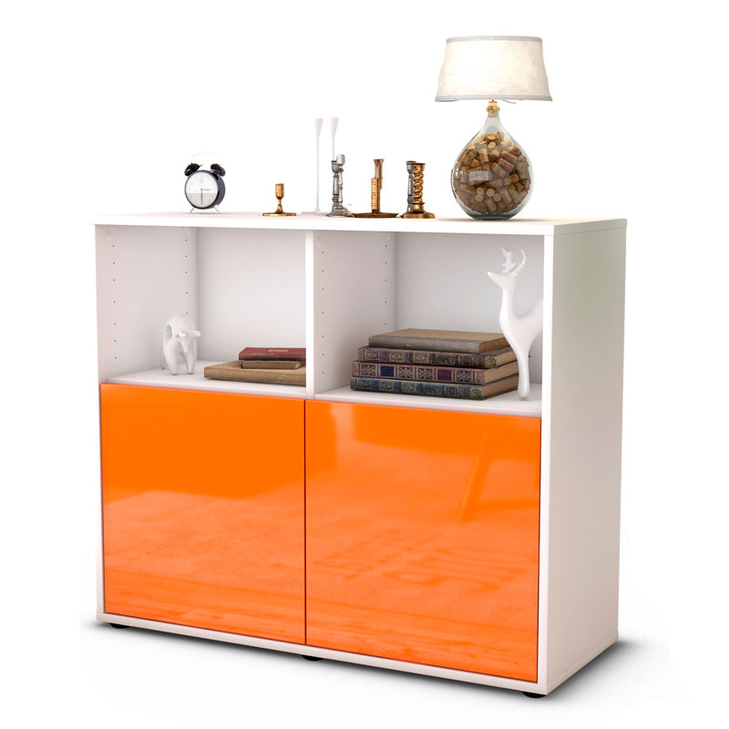 Raleigh 92cm Sideboard, White/High-gloss orange