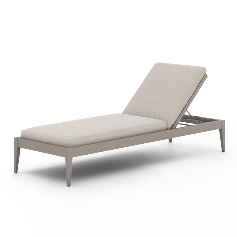 Sherwood Outdoor Teak Chaise Lounge, Faye Sand, Weathered Gray/Gray