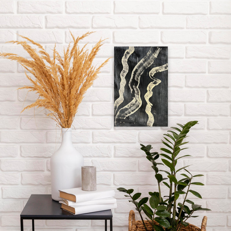 «Curvy Line», art mural contemporain abstrait, H 18 po x l 12 po