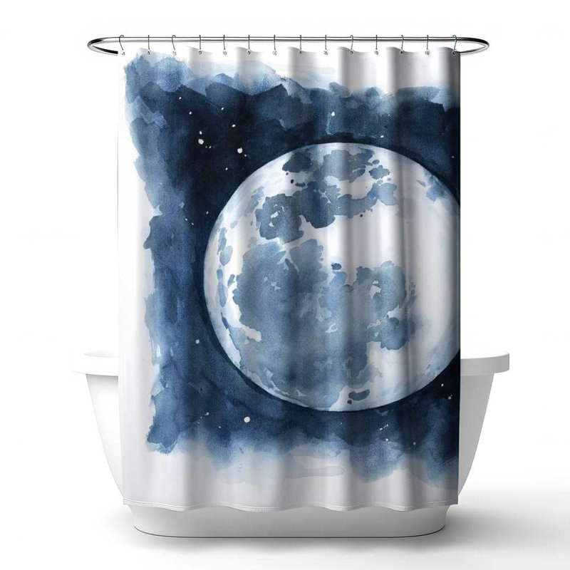 Shower Curtain EA9 – Polyester Shower Curtain, Dye Sublimation Print, 71" W × 74" L