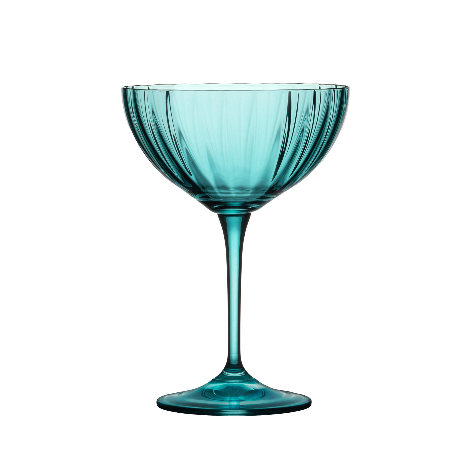 Sensa Ribbed Coupe Glass, Turquoise