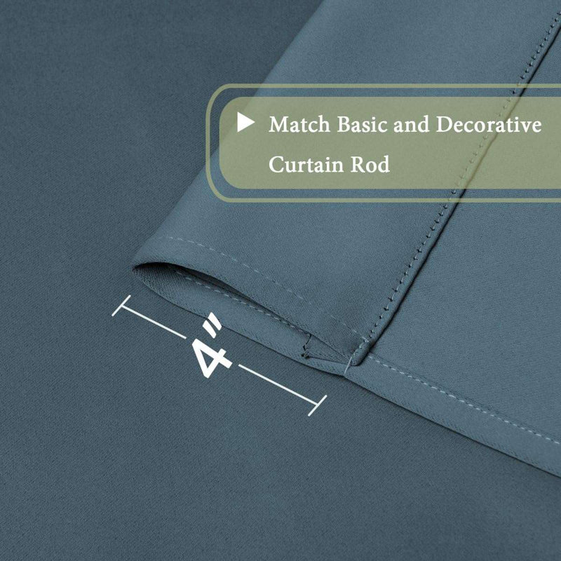 Kitchen Tie Up Curtain Thermal Insulated Tie Up Window Blind for Small Window Rod Pocket Panel, Stone Blue