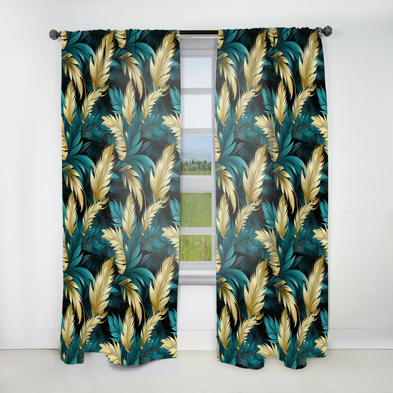 Motif tropical Palm Breeze III - Rideau floral - Velours obscurcissant - 1 panneau, L 52 po x L 120 po