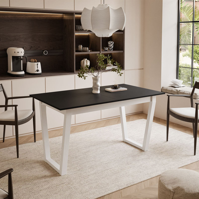 Extendable table ARTON II  140 cm,  "V" legs, Black, White