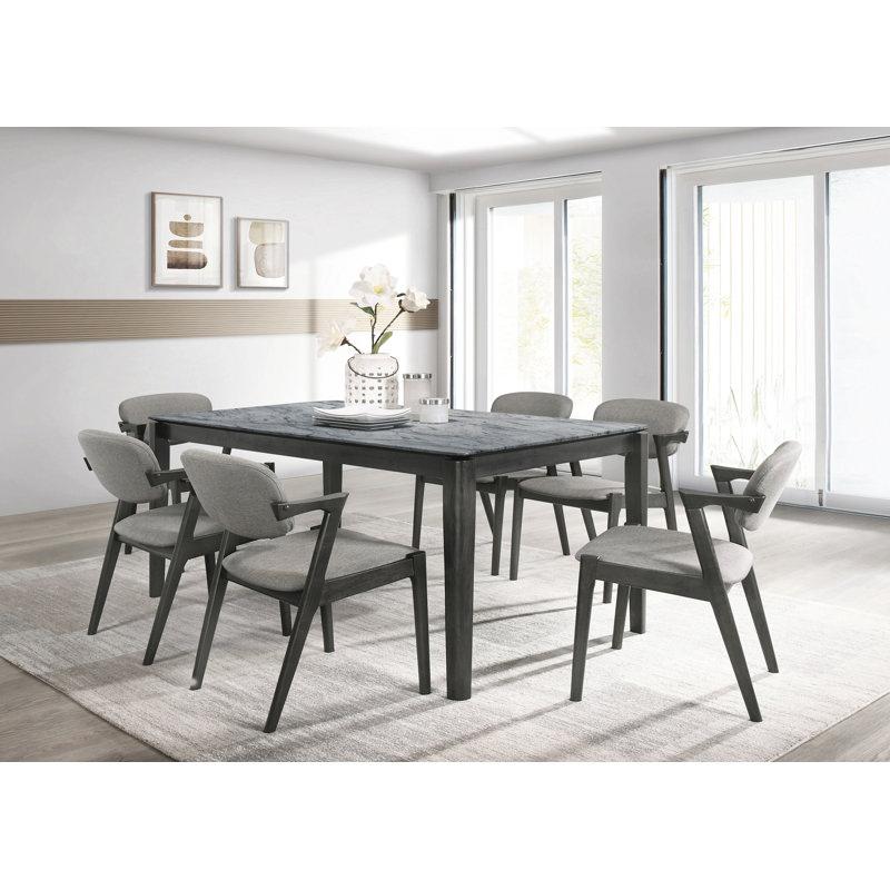 Rectangular Dining Set in Black and Gray, 5