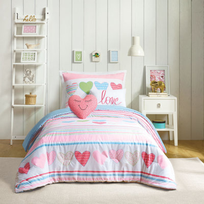 Daphne Hearts Reversible Twin 4-Piece Comforter Set