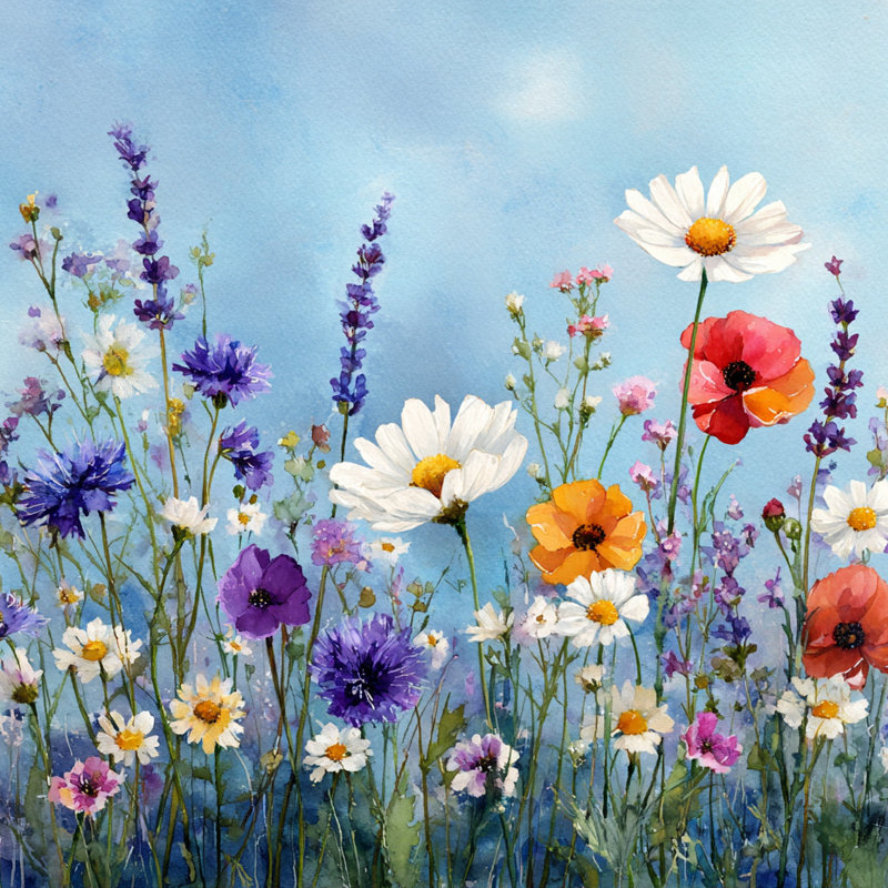 Art aquarelle sur toile tendue, 12"W x 12"H x 1"D