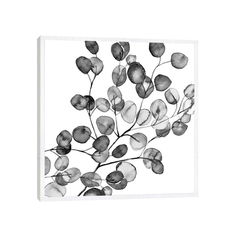 Eucalyptus Black And White by Monika Strigel - Painting on Canvas, White Framed, 66.04cm H x 66.04cm W x 3.81cm D