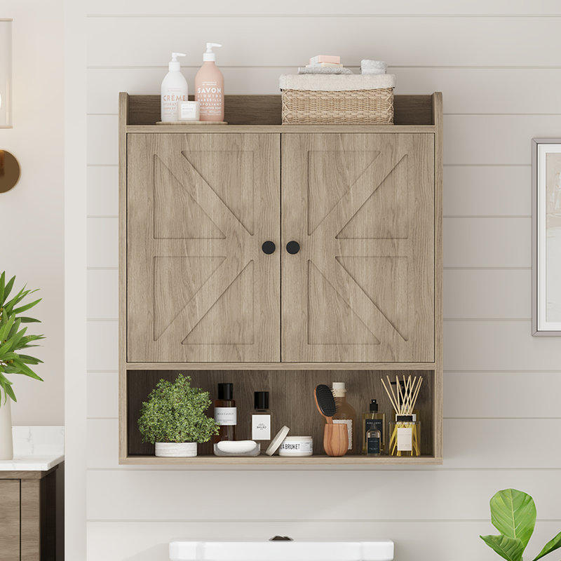 Dorset 21.85''W X 26''H Wall Mounted Bathroom Cabinet, Bathroom Storage Cabinet With Two Doors, Adjustable Shelves, Open Shelf