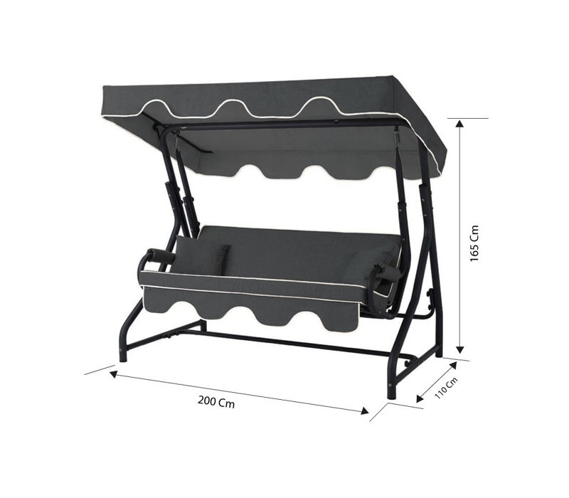 Balancelle de jardin triple, Brun, Brun