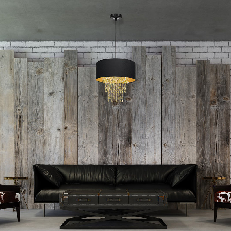 Donahoe 1 - Light Drum Pendant, Black/Gold